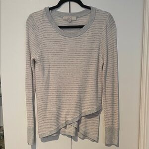 LOFT Light Gray Ribbed Knit Top